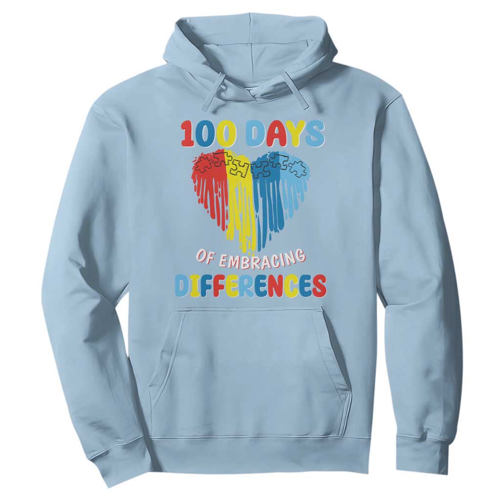 100 Days of School IEP Hoodie Embrace Differences Neurodiversity Autism ADHD Awareness TS02 Light Blue Printyourwear