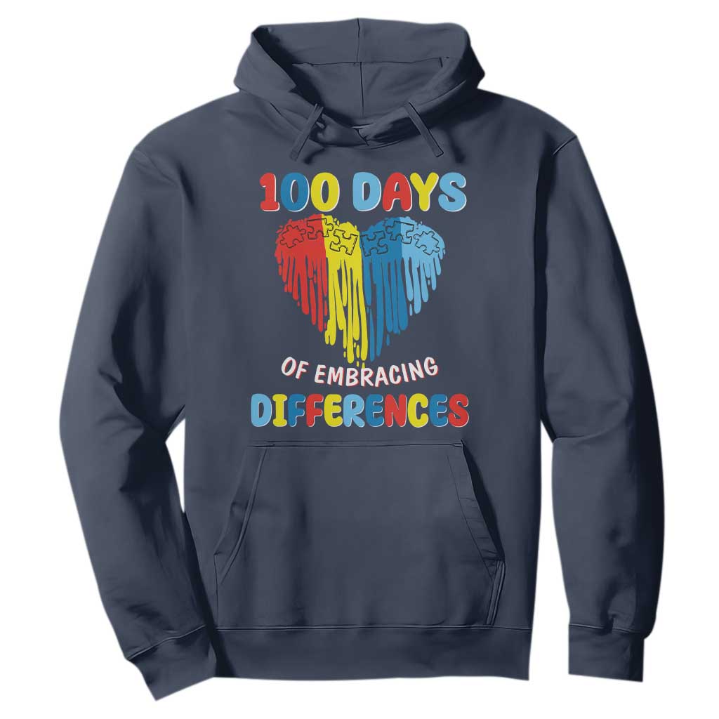 100 Days of School IEP Hoodie Embrace Differences Neurodiversity Autism ADHD Awareness TS02 Navy Printyourwear