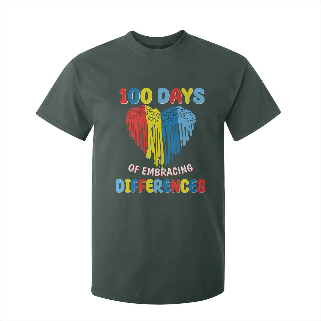 100 Days of School IEP T Shirt For Kid Embrace Differences Neurodiversity Autism ADHD Awareness TS02 Dark Forest Green Printyourwear