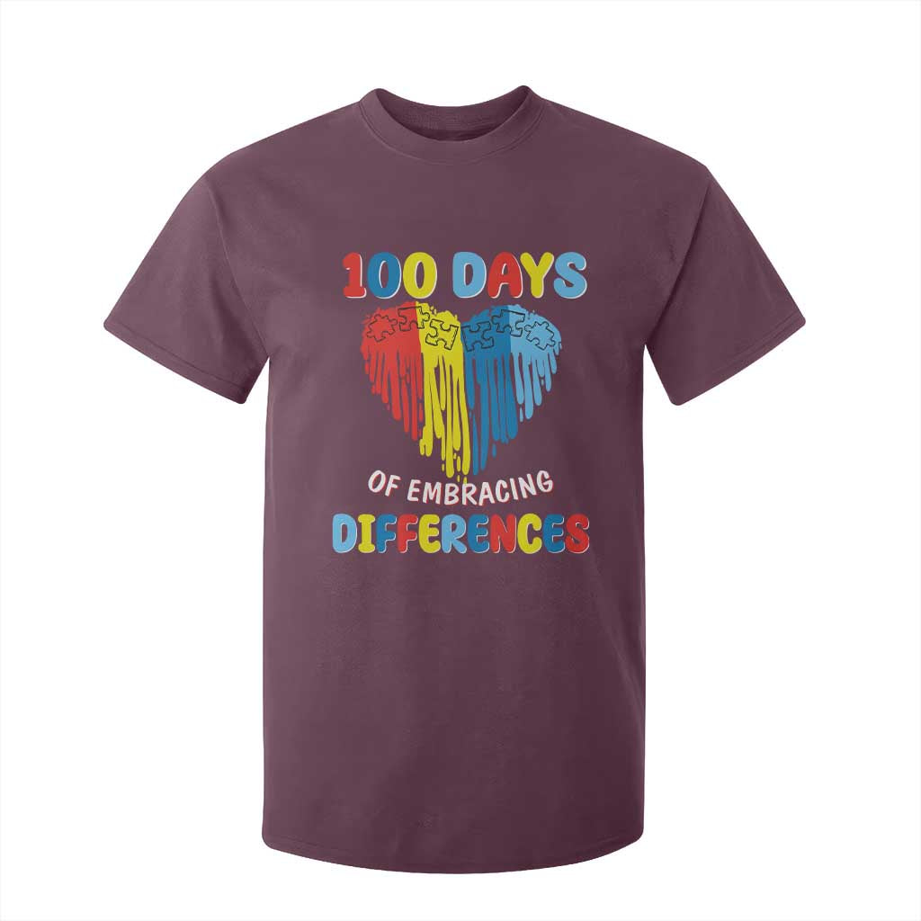 100 Days of School IEP T Shirt For Kid Embrace Differences Neurodiversity Autism ADHD Awareness TS02 Maroon Printyourwear