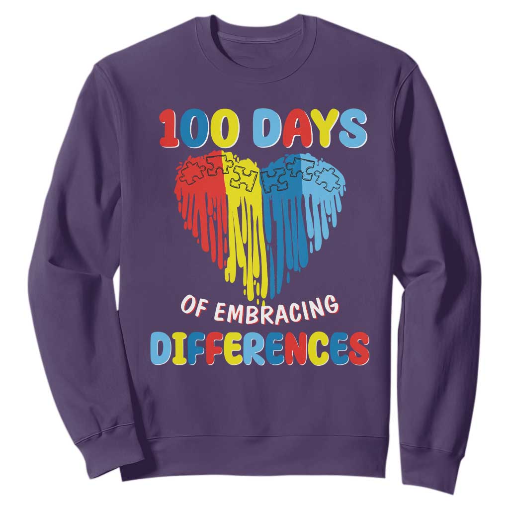 100 Days of School IEP Sweatshirt Embrace Differences Neurodiversity Autism ADHD Awareness TS02 Purple Printyourwear