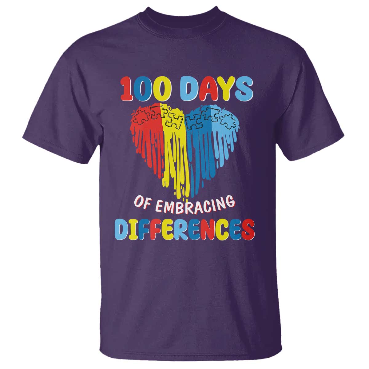100 Days of School IEP T Shirt Embrace Differences Neurodiversity Autism ADHD Awareness TS02 Purple Printyourwear