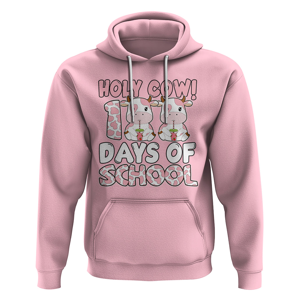 Holy Cow 100 Days of School Hoodie Cute Pink Dairy Cattle TS02 Light Pink Printyourwear