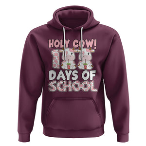 Holy Cow 100 Days of School Hoodie Cute Pink Dairy Cattle TS02 Maroon Printyourwear