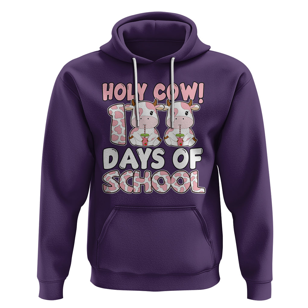 Holy Cow 100 Days of School Hoodie Cute Pink Dairy Cattle TS02 Purple Printyourwear