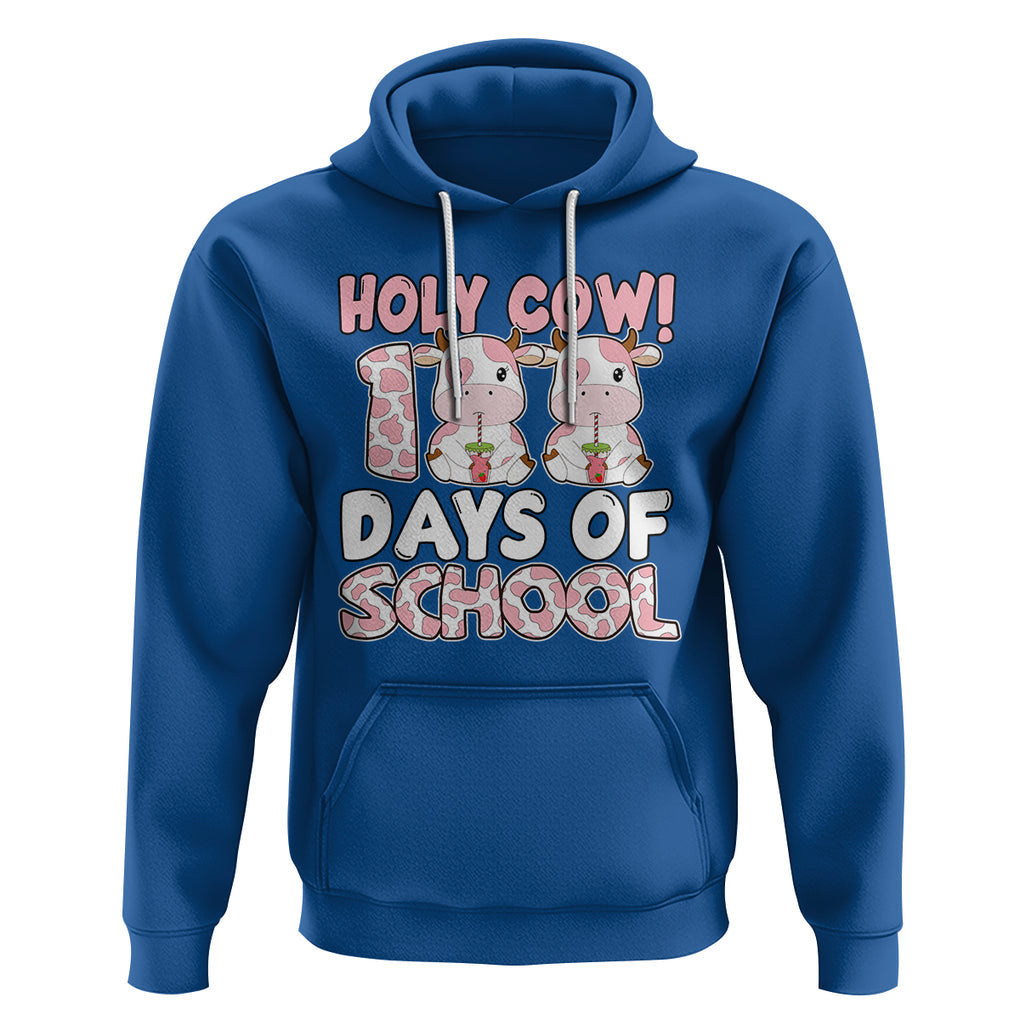 Holy Cow 100 Days of School Hoodie Cute Pink Dairy Cattle TS02 Royal Blue Printyourwear