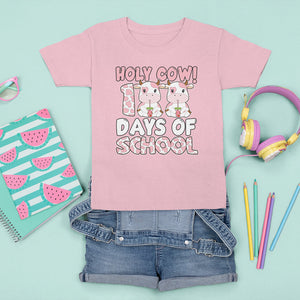Holy Cow 100 Days of School T Shirt For Kid Cute Pink Dairy Cattle TS02 Light Pink Printyourwear