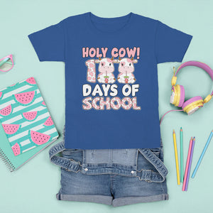 Holy Cow 100 Days of School T Shirt For Kid Cute Pink Dairy Cattle TS02 Royal Blue Printyourwear