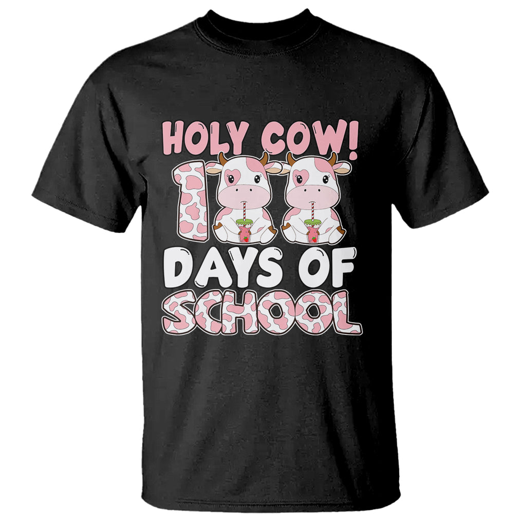 Holy Cow 100 Days of School T Shirt Cute Pink Dairy Cattle TS02 Black Printyourwear