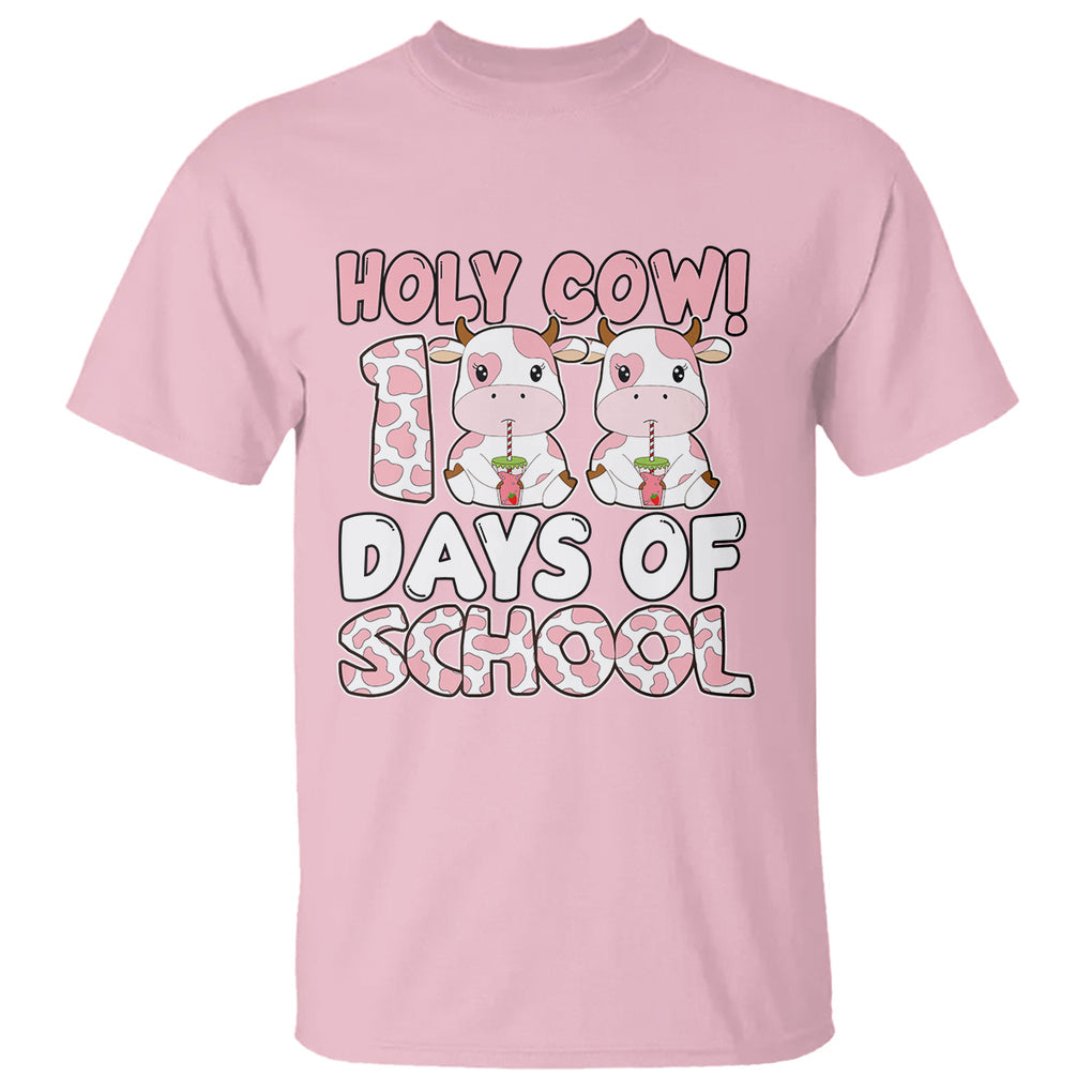 Holy Cow 100 Days of School T Shirt Cute Pink Dairy Cattle TS02 Light Pink Printyourwear