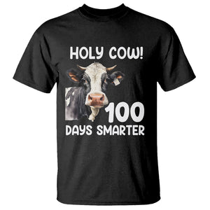 Holy Cow 100 Days of School T Shirt 100 Days Smarter Funny Moo Dairy Cattle TS02 Black Printyourwear