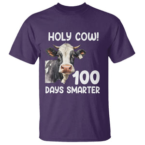 Holy Cow 100 Days of School T Shirt 100 Days Smarter Funny Moo Dairy Cattle TS02 Purple Printyourwear