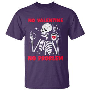 Funny Single Skeleton T Shirt No Valetine No Problem Anti Valentines Day TS02 Purple Printyourwear