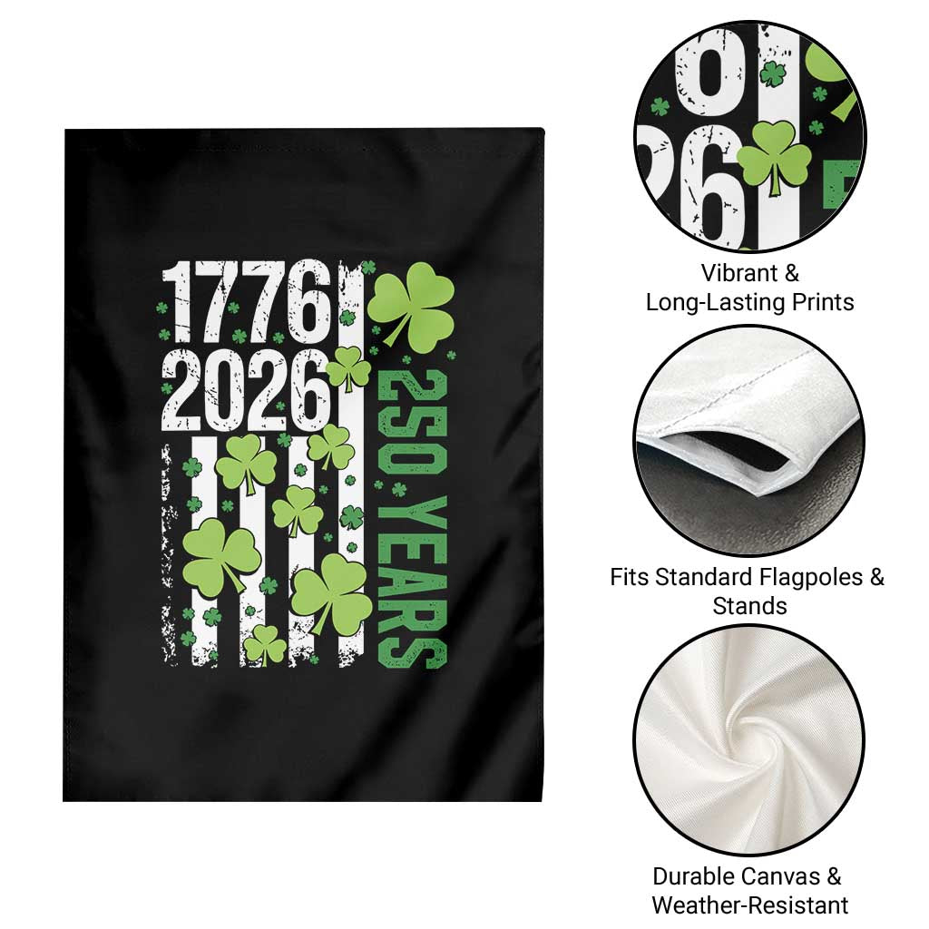 Irish American 250 Years 1776 2026 Patriotic Shamrock Garden Flag St Patricks Day Ameria 250th Anniversary TS02 Print Your Wear