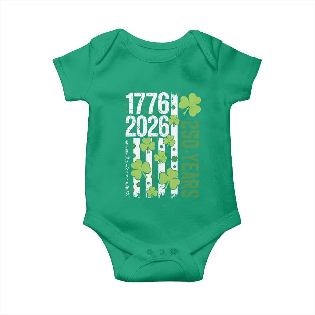 Irish American 250 Years 1776 2026 Patriotic Shamrock Baby Onesie St Patricks Day Ameria 250th Anniversary TS02 Irish Green Print Your Wear
