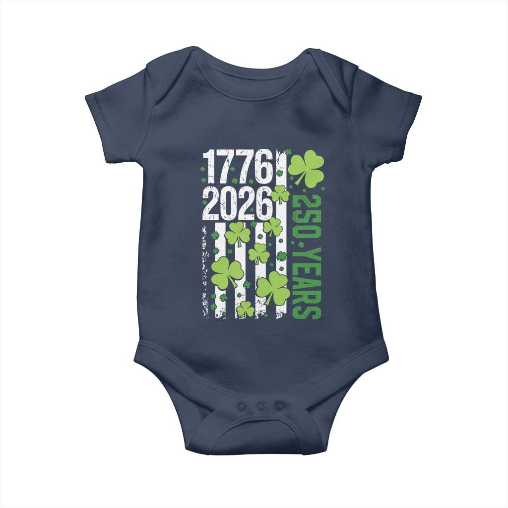 Irish American 250 Years 1776 2026 Patriotic Shamrock Baby Onesie St Patricks Day Ameria 250th Anniversary TS02 Navy Print Your Wear
