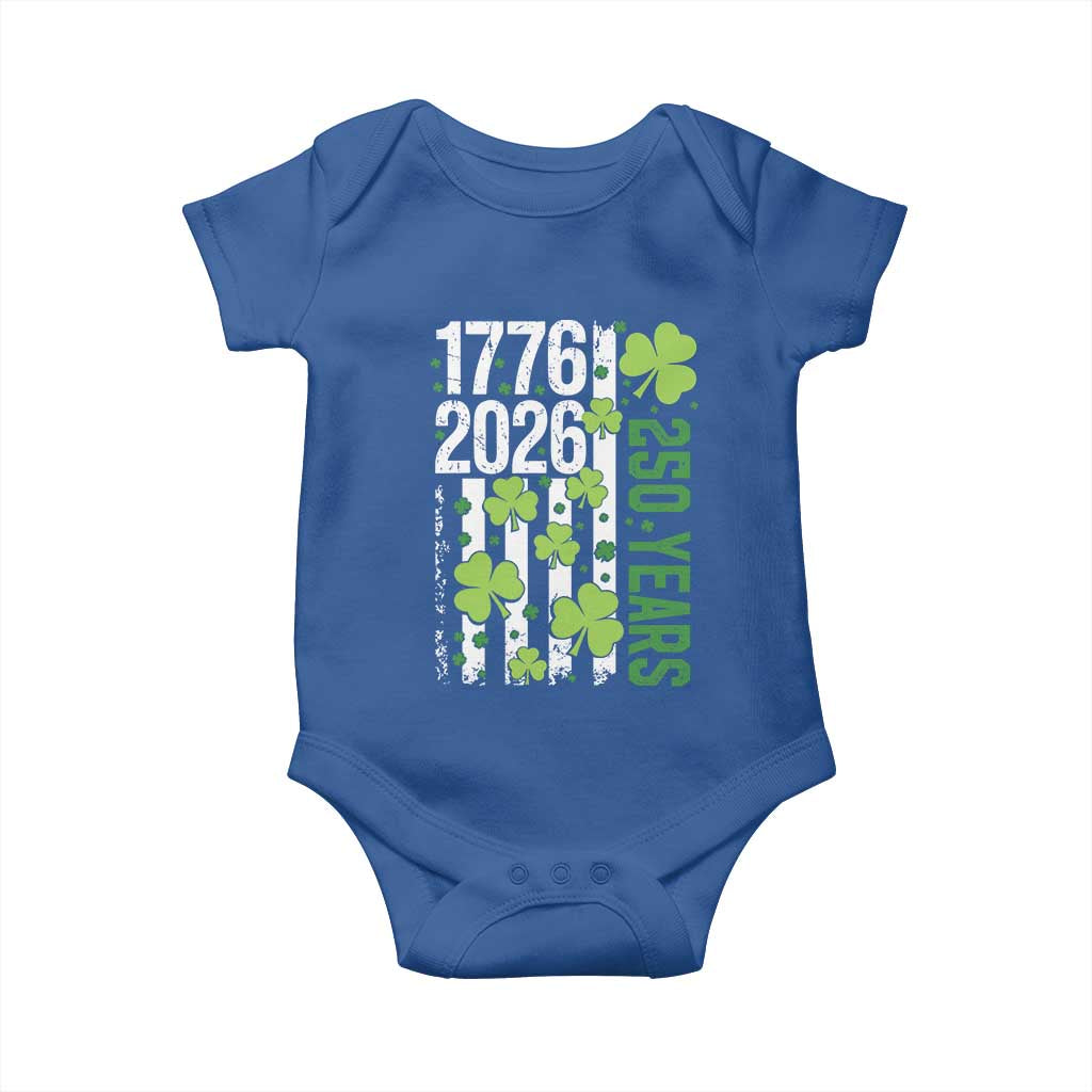 Irish American 250 Years 1776 2026 Patriotic Shamrock Baby Onesie St Patricks Day Ameria 250th Anniversary TS02 Royal Blue Print Your Wear