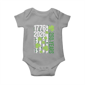 Irish American 250 Years 1776 2026 Patriotic Shamrock Baby Onesie St Patricks Day Ameria 250th Anniversary TS02 Sport Gray Print Your Wear
