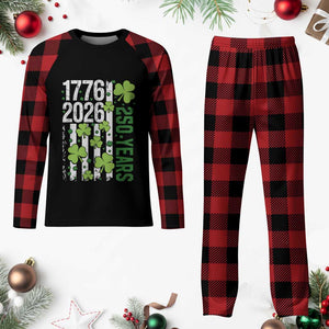 Irish American 250 Years 1776 2026 Patriotic Shamrock Plaid Pajama Set St Patricks Day Ameria 250th Anniversary TS02 Buffalo Plaid Print Your Wear