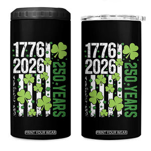 Irish American 250 Years 1776 2026 Patriotic Shamrock 4 in 1 Can Cooler Tumbler St Patricks Day Ameria 250th Anniversary TS02 One Size: 16 oz Black Print Your Wear
