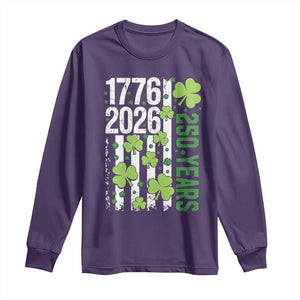 Irish American 250 Years 1776 2026 Patriotic Shamrock Long Sleeve Shirt St Patricks Day Ameria 250th Anniversary TS02 Purple Print Your Wear