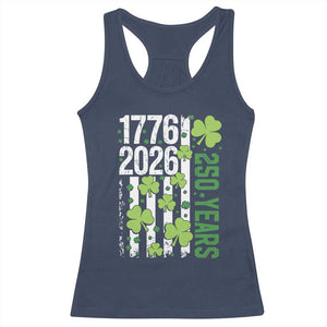 Irish American 250 Years 1776 2026 Patriotic Shamrock Racerback Tank Top St Patricks Day Ameria 250th Anniversary TS02 Navy Print Your Wear