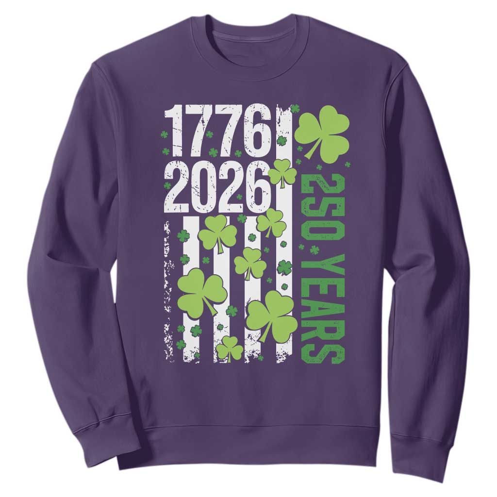 Irish American 250 Years 1776 2026 Patriotic Shamrock Sweatshirt St Patricks Day Ameria 250th Anniversary TS02 Purple Print Your Wear