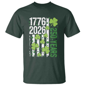 Irish American 250 Years 1776 2026 Patriotic Shamrock T Shirt St Patricks Day Ameria 250th Anniversary TS02 Dark Forest Green Print Your Wear