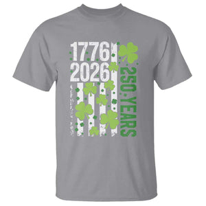 Irish American 250 Years 1776 2026 Patriotic Shamrock T Shirt St Patricks Day Ameria 250th Anniversary TS02 Sport Gray Print Your Wear