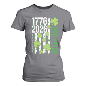 Irish American 250 Years 1776 2026 Patriotic Shamrock T Shirt For Women St Patricks Day Ameria 250th Anniversary TS02 Charcoal Print Your Wear