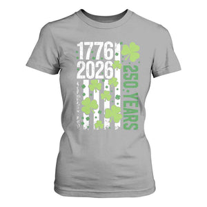Irish American 250 Years 1776 2026 Patriotic Shamrock T Shirt For Women St Patricks Day Ameria 250th Anniversary TS02 Sport Gray Print Your Wear