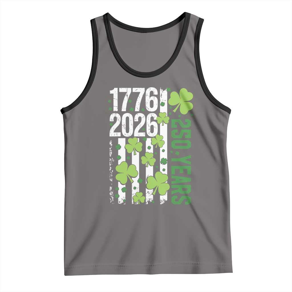 Irish American 250 Years 1776 2026 Patriotic Shamrock Tank Top St Patricks Day Ameria 250th Anniversary TS02 Deep Heather Black Print Your Wear