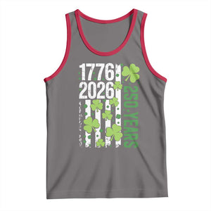 Irish American 250 Years 1776 2026 Patriotic Shamrock Tank Top St Patricks Day Ameria 250th Anniversary TS02 Deep Heather Red Print Your Wear