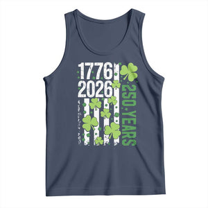 Irish American 250 Years 1776 2026 Patriotic Shamrock Tank Top St Patricks Day Ameria 250th Anniversary TS02 Navy Print Your Wear
