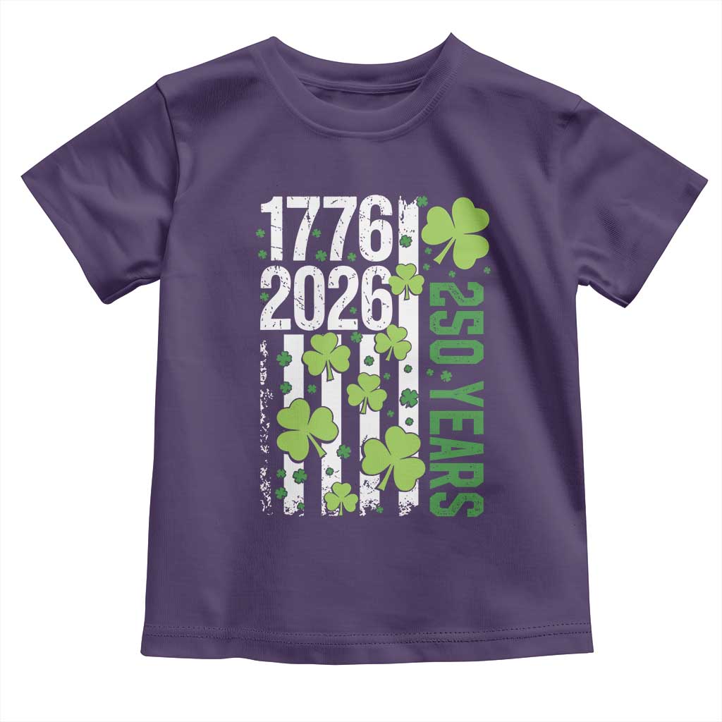 Irish American 250 Years 1776 2026 Patriotic Shamrock Toddler T Shirt St Patricks Day Ameria 250th Anniversary TS02 Purple Print Your Wear