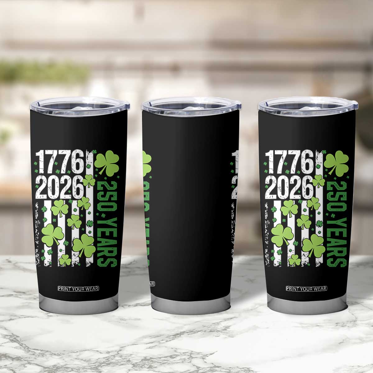 Irish American 250 Years 1776 2026 Patriotic Shamrock Tumbler Cup St Patricks Day Ameria 250th Anniversary TS02 Print Your Wear