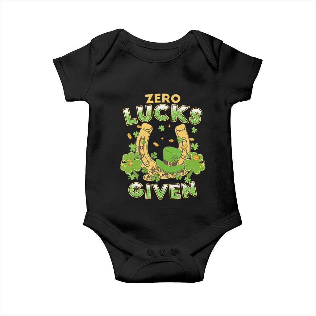 Funny St Patricks Day Baby Onesie Zero Lucks Given Irish Shamrock TS02 Black Print Your Wear