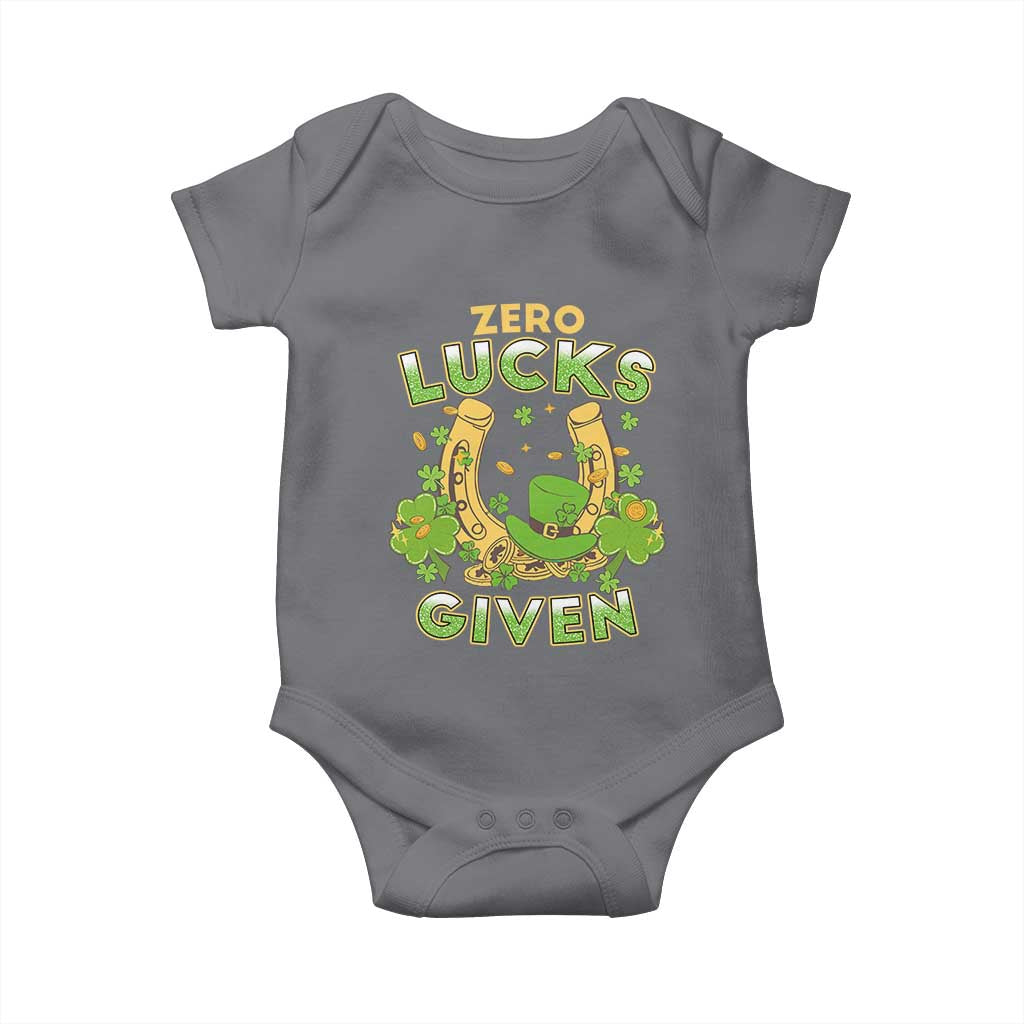 Funny St Patricks Day Baby Onesie Zero Lucks Given Irish Shamrock TS02 Charcoal Print Your Wear