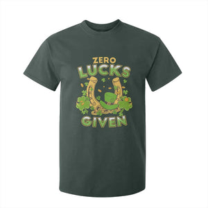Funny St Patricks Day T Shirt For Kid Zero Lucks Given Irish Shamrock TS02 Dark Forest Green Print Your Wear