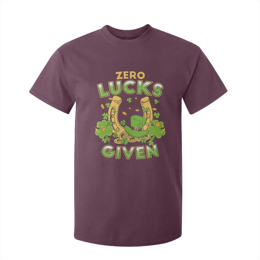 Funny St Patricks Day T Shirt For Kid Zero Lucks Given Irish Shamrock TS02 Maroon Print Your Wear