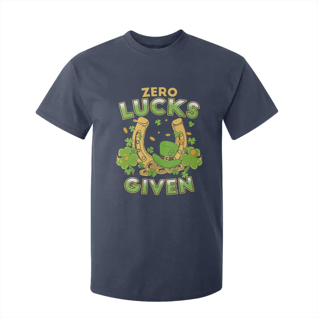 Funny St Patricks Day T Shirt For Kid Zero Lucks Given Irish Shamrock TS02 Navy Print Your Wear