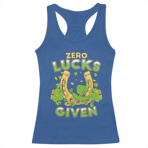 Funny St Patricks Day Racerback Tank Top Zero Lucks Given Irish Shamrock TS02 Royal Blue Print Your Wear