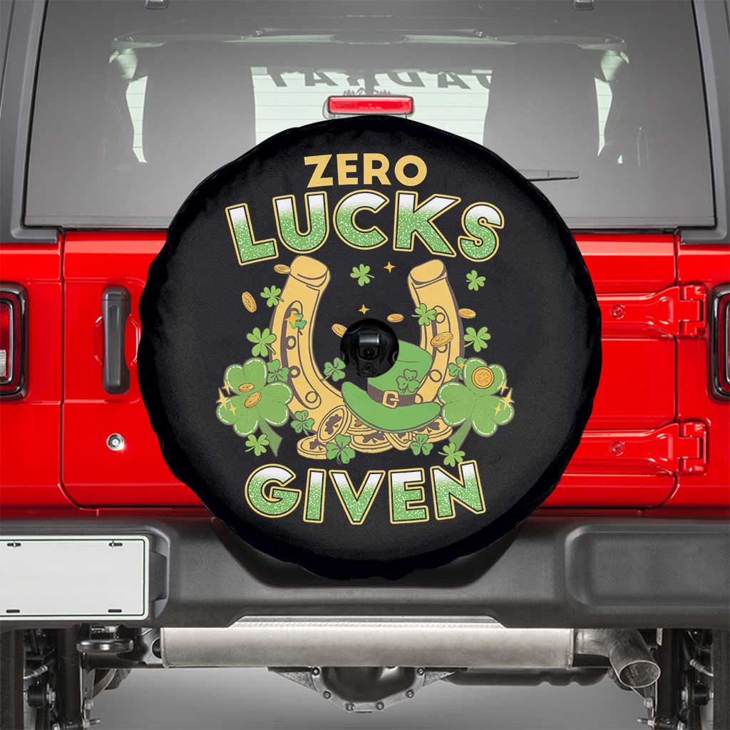 Funny St Patricks Day Spare Tire Cover Zero Lucks Given Irish Shamrock TS02 Black Print Your Wear