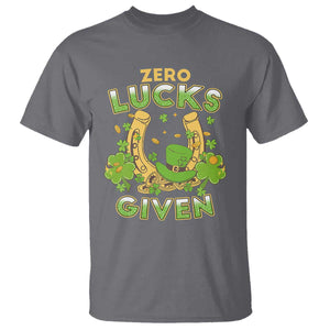 Funny St Patricks Day T Shirt Zero Lucks Given Irish Shamrock TS02 Charcoal Print Your Wear