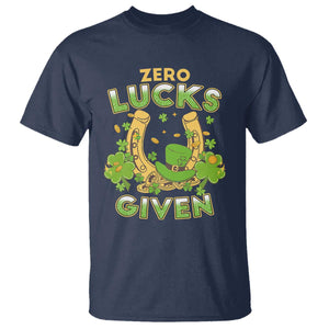 Funny St Patricks Day T Shirt Zero Lucks Given Irish Shamrock TS02 Navy Print Your Wear