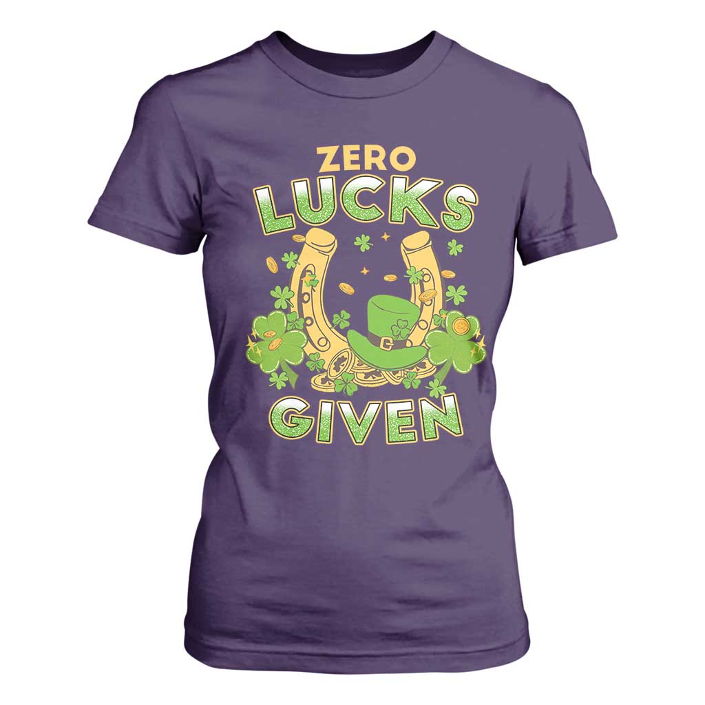 Funny St Patricks Day T Shirt For Women Zero Lucks Given Irish Shamrock TS02 Purple Print Your Wear