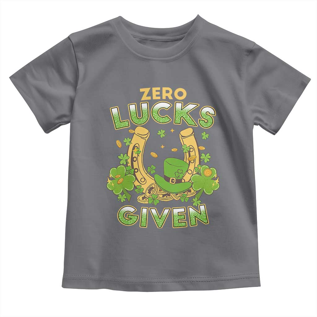 Funny St Patricks Day Toddler T Shirt Zero Lucks Given Irish Shamrock TS02 Charcoal Print Your Wear