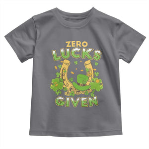 Funny St Patricks Day Toddler T Shirt Zero Lucks Given Irish Shamrock TS02 Charcoal Print Your Wear