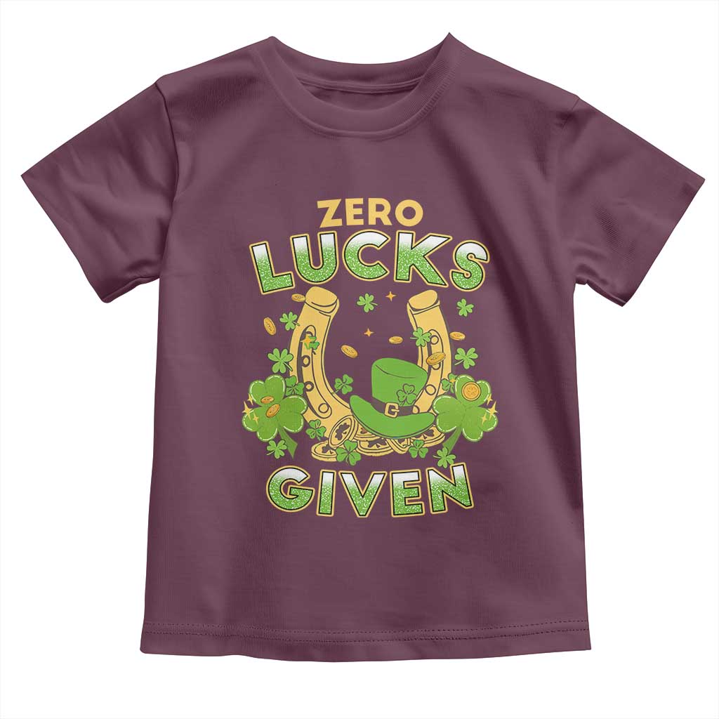 Funny St Patricks Day Toddler T Shirt Zero Lucks Given Irish Shamrock TS02 Maroon Print Your Wear