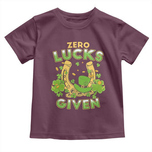 Funny St Patricks Day Toddler T Shirt Zero Lucks Given Irish Shamrock TS02 Maroon Print Your Wear